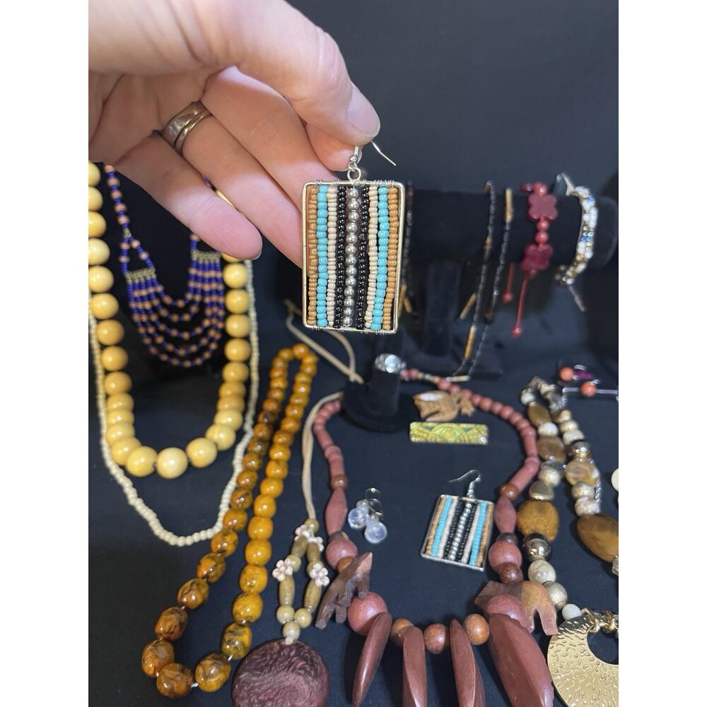 Vintage To Now Boho Costume Jewelry Lot Necklace Earrings Bracelet Ring Hippie - Picture 10 of 10